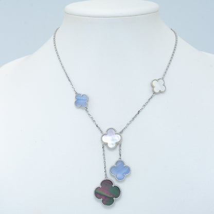 [Love Lucky] COLLIER TRÈFLE CHALCÉDOINE ARGENT 6 MOTIFS