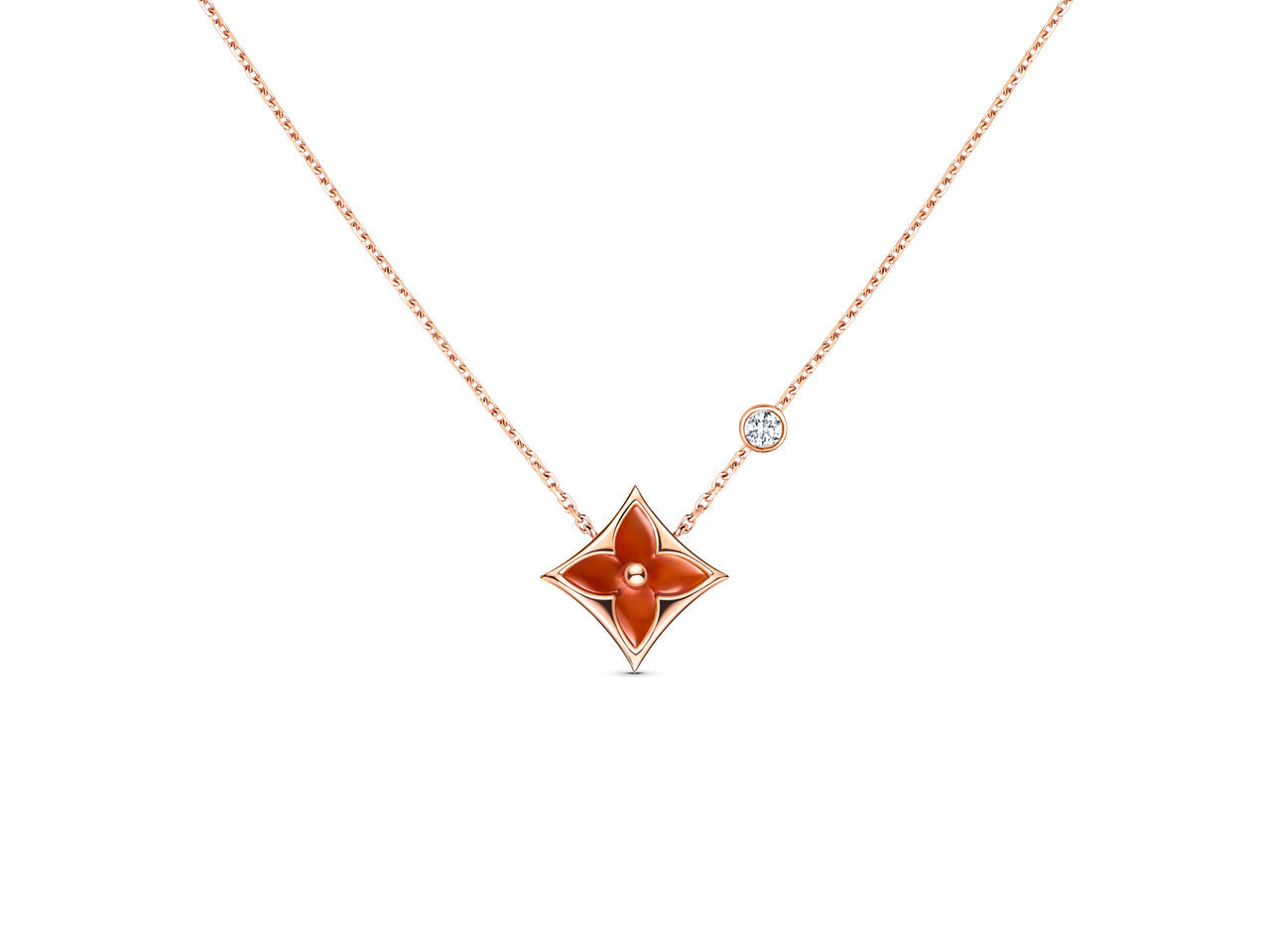 [Love Lucky]STAR NECKLACE PINK GOLD 1 DIAMOND