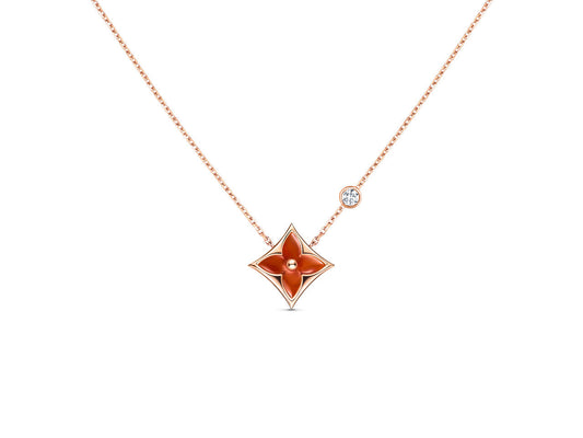 [Love Lucky]STAR NECKLACE PINK GOLD 1 DIAMOND