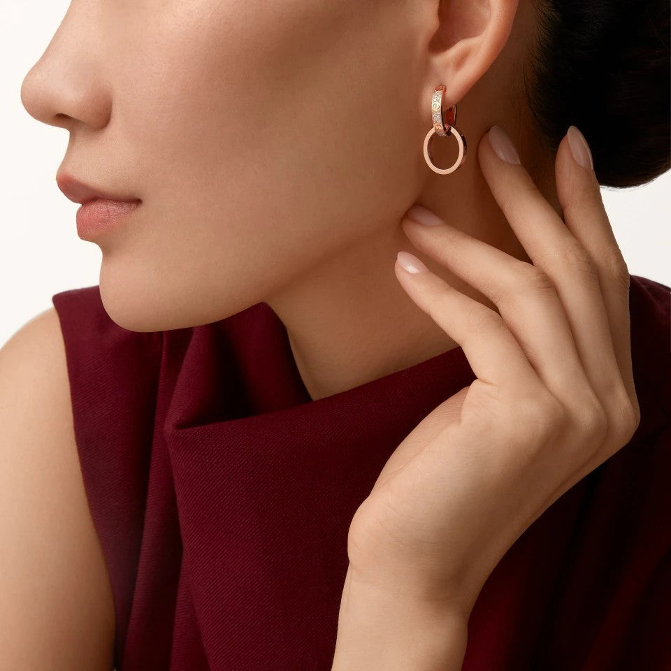 [Love Lucky]LOVE 3.3MM DANGLE HALF DIAMOND EARRINGS