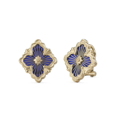 [Love Lucky]OPERA TULLE GOLD BUTTON EARRINGS ENAMELED ELEMENT