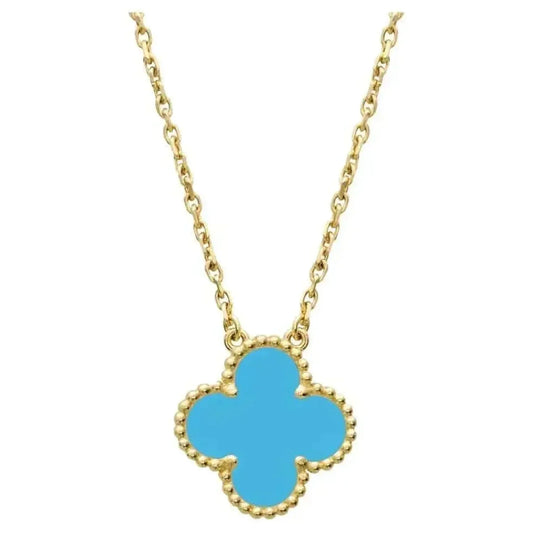 [Love Lucky]CLOVER 15MM VINTAGE TURQUOISE NECKLACE