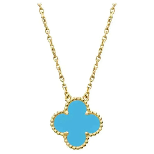 [Amor y suerte] COLLAR VINTAGE TURQUESA DE TRÉBOL DE 15 MM