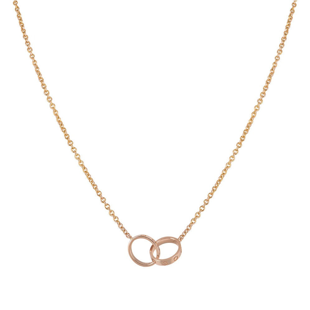 [Love Lucky] LIEBESHALSKETTE DOPPELRING ROSA GOLD 