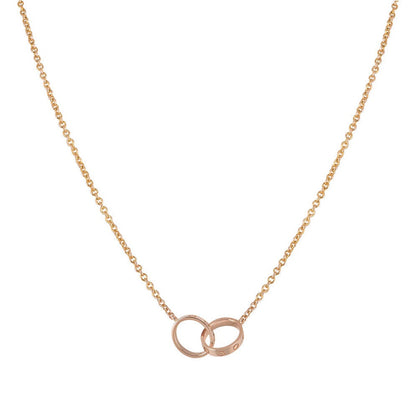 [Love Lucky] LIEBESHALSKETTE DOPPELRING ROSA GOLD 