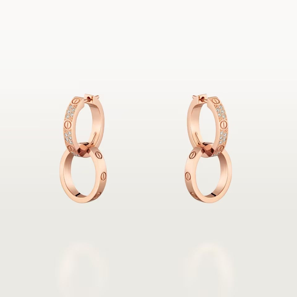 [Love Lucky]LOVE 3.3MM DANGLE HALF DIAMOND EARRINGS