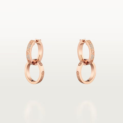 [Love Lucky]LOVE 3.3MM DANGLE HALF DIAMOND EARRINGS