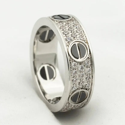 [Love Lucky] Liebesring 5,5 mm Diamanten gepflastert Keramik