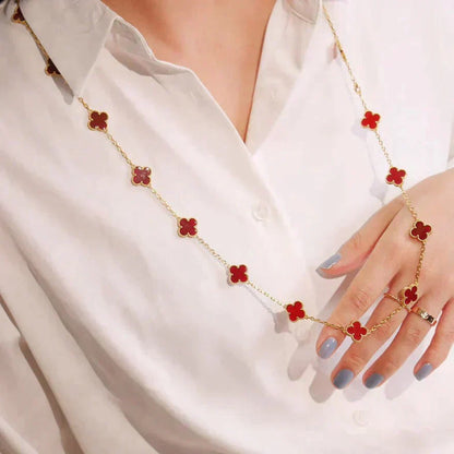 [Love Lucky]CLOVER 20 MOTIFS CARNELIAN NECKLACE