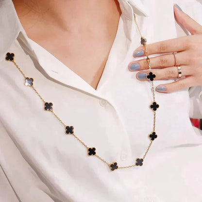 [Love Lucky] COLLAR DE ÓNIX CON 20 MOTIVOS DE TRÉBOL