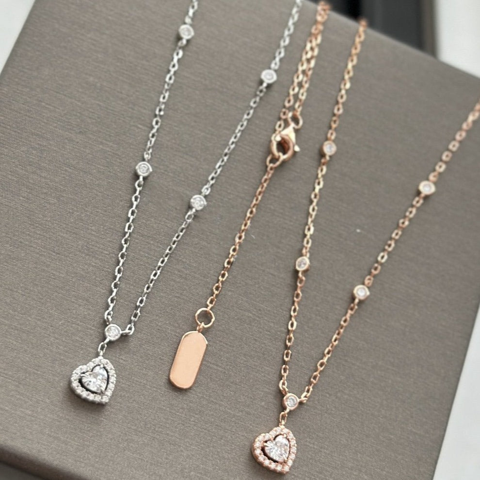 [Love Lucky]COLLAR DE DIAMANTES CORAZÓN DE ALEGRÍA