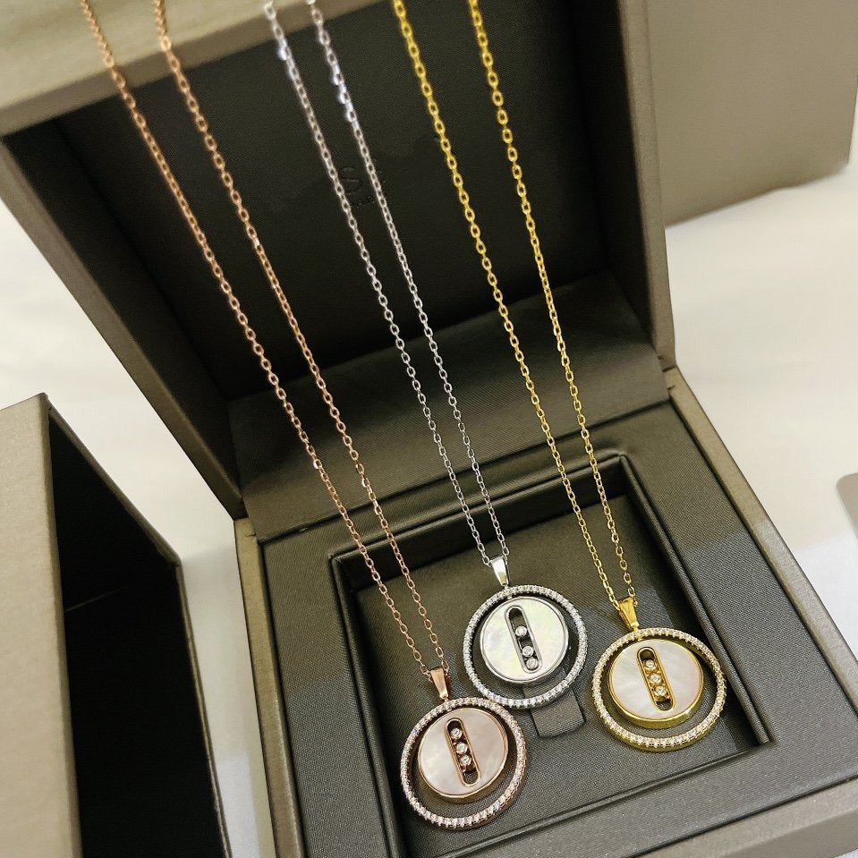 [Love Lucky]LUCKY MOVE MM NACRE BLANCHE DIAMOND NECKLACE