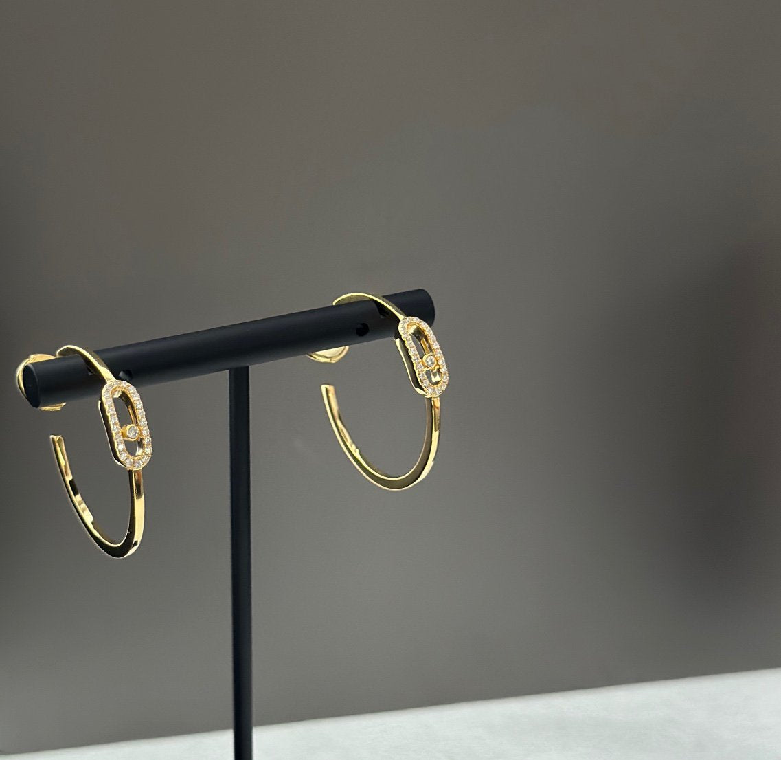 [Love Lucky]CREOLES MOVE UNO PM DIAMOND EARRINGS