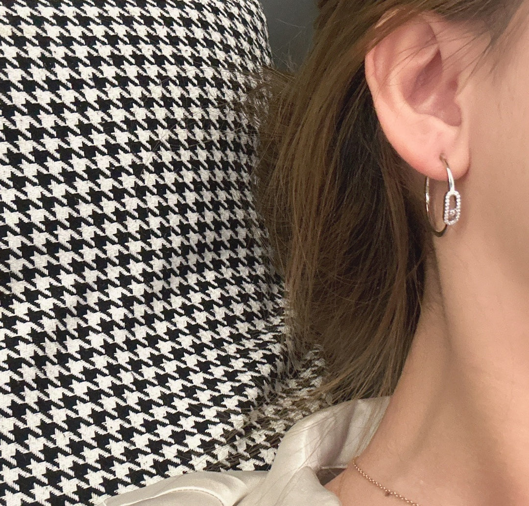 [Love Lucky]CREOLES MOVE UNO PM DIAMOND EARRINGS