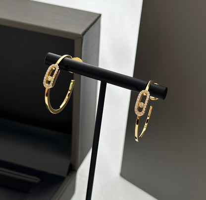 [Love Lucky]CREOLES MOVE UNO PM DIAMOND EARRINGS