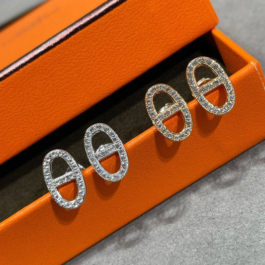 [Love Lucky]HM FULL DIAMOND PIG NOSE STUD EARRINGS