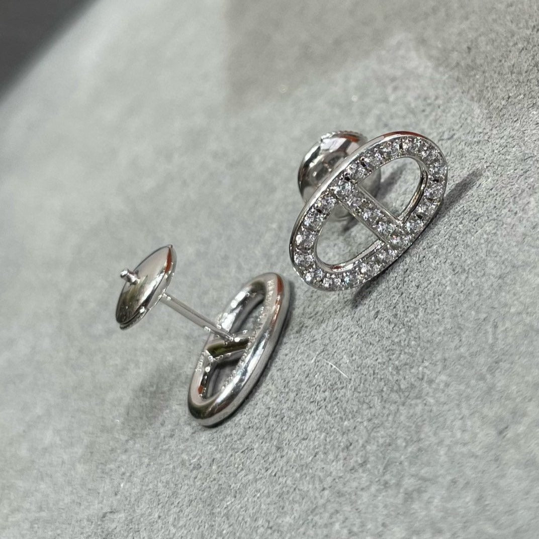 [Love Lucky]HM FULL DIAMOND PIG NOSE STUD EARRINGS