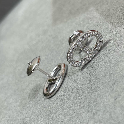 [Love Lucky]HM FULL DIAMOND PIG NOSE STUD EARRINGS