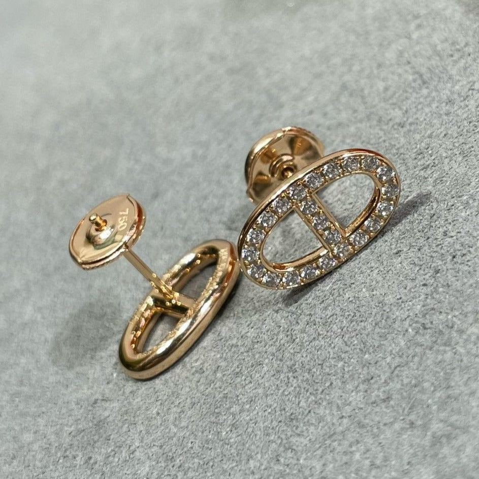 [Love Lucky]HM FULL DIAMOND PIG NOSE STUD EARRINGS