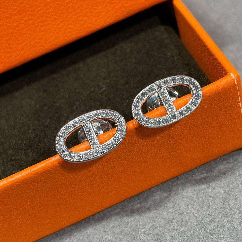 [Love Lucky]HM FULL DIAMOND PIG NOSE STUD EARRINGS