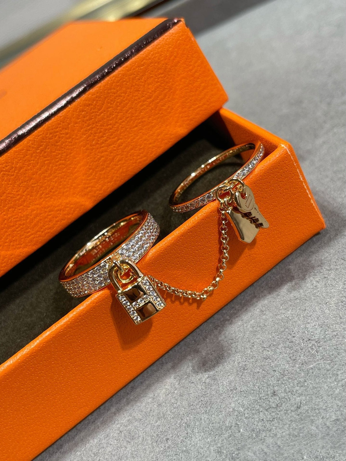 [Love Lucky]HM KELLY CLOCHETTE DOUBLE RING IN  WITH DIAMONDS