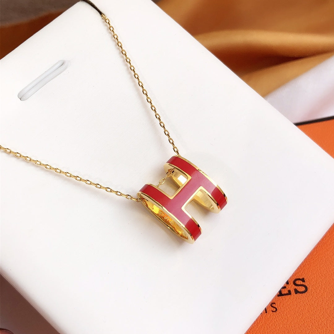 [Love Lucky]HM CLIC 紅琺瑯金項鍊