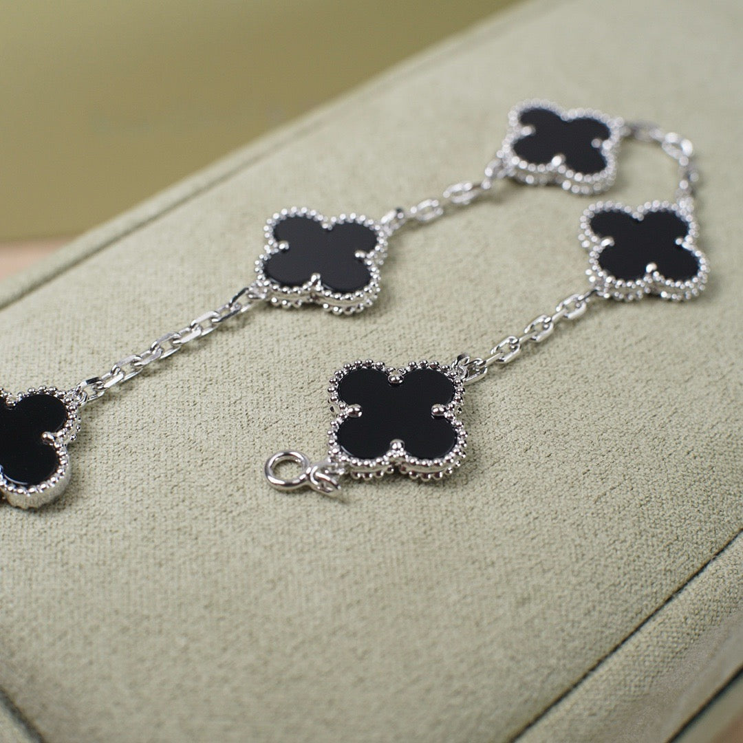 [LoveLucky]Clover & Love Sliver 2-Piece Bracelet Stack Set