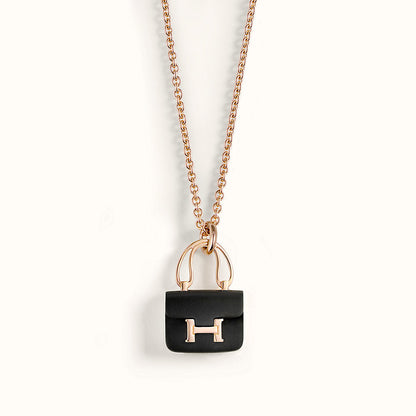 [Love Lucky]COLLANA CONSTANCE CON CIONDOLO NERO IN ORO ROSA