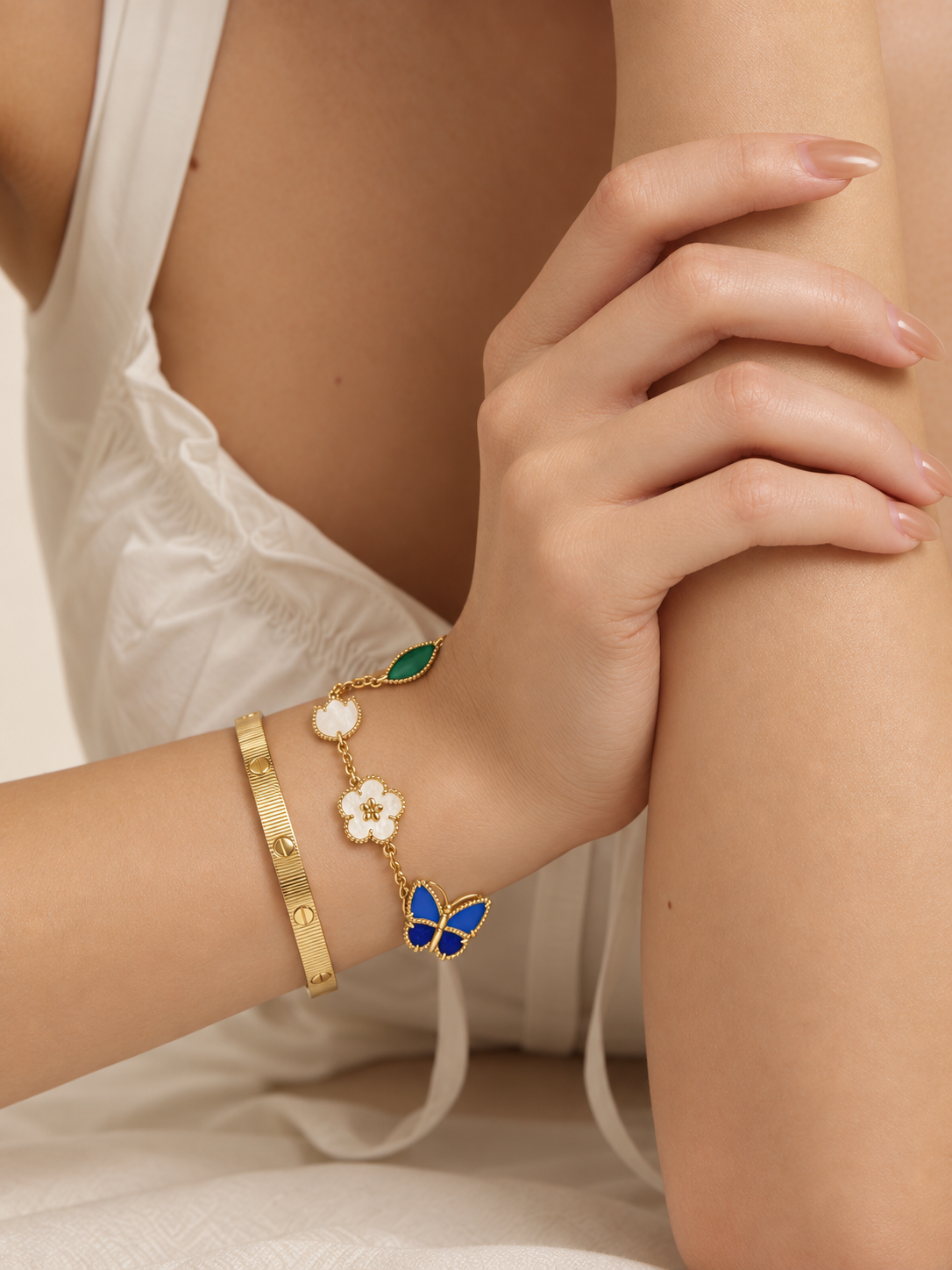 [LoveLucky] Lucky Spring Butterfly 5-Motif & LOVE Unlimited Bracelet Stack Set