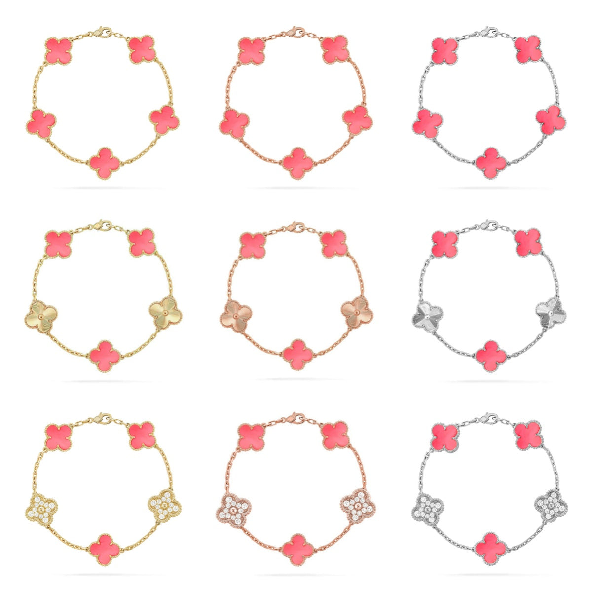 [Love Lucky] CLOVER 5 MOTIFS  PINK MOP BRACELET COLLECTION