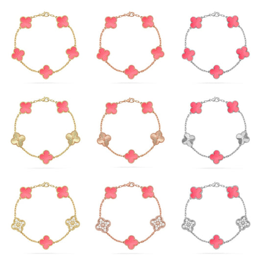 [Love Lucky] CLOVER 5 MOTIFS  PINK MOP BRACELET COLLECTION