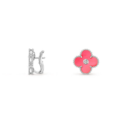 [Love Lucky]CLOVER SILVER 15MM MOP DIAMOND EARRINGS COLLECTION