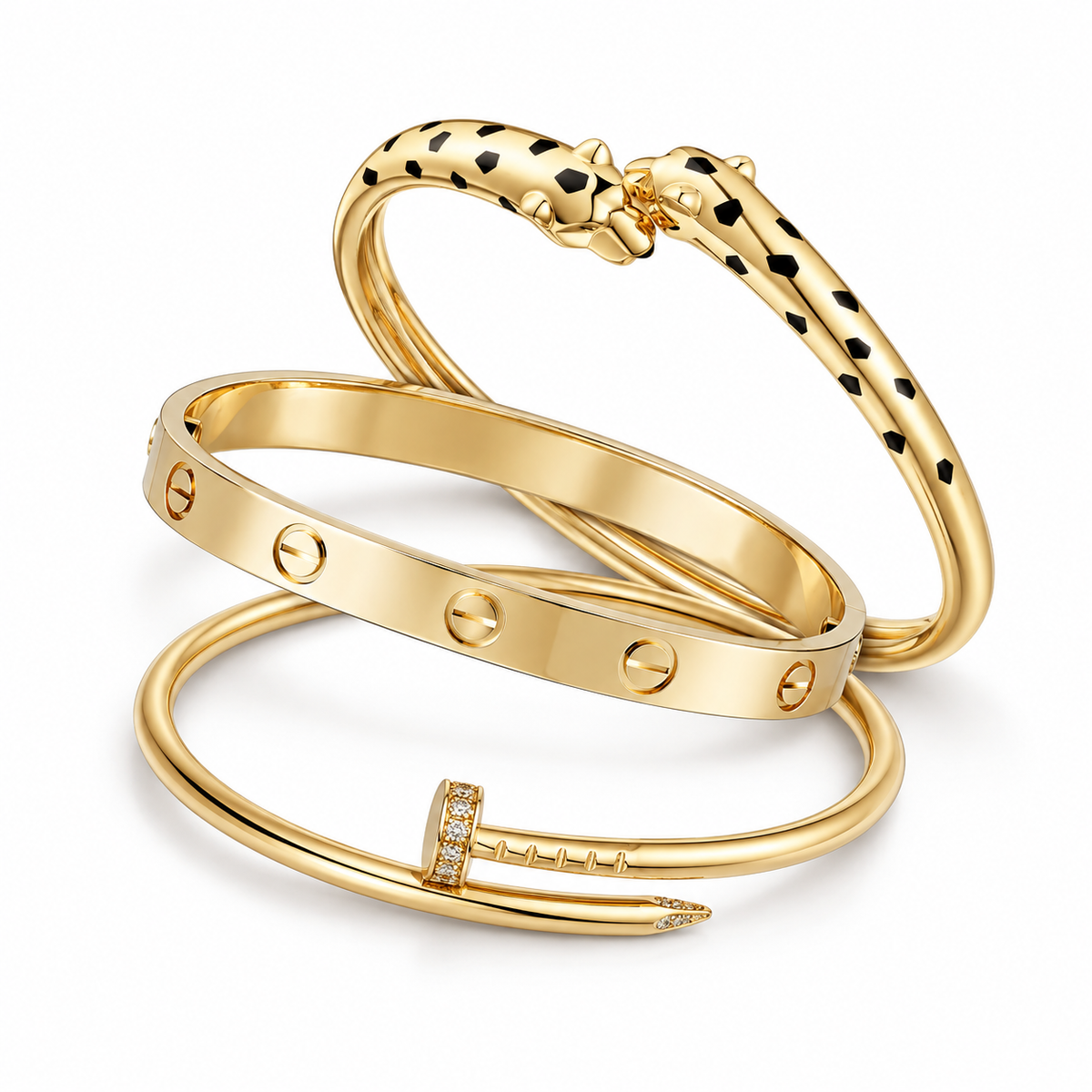 [LoveLucky] Panthère & LOVE  & JUSTE  Diamond Bracelet Stack Set