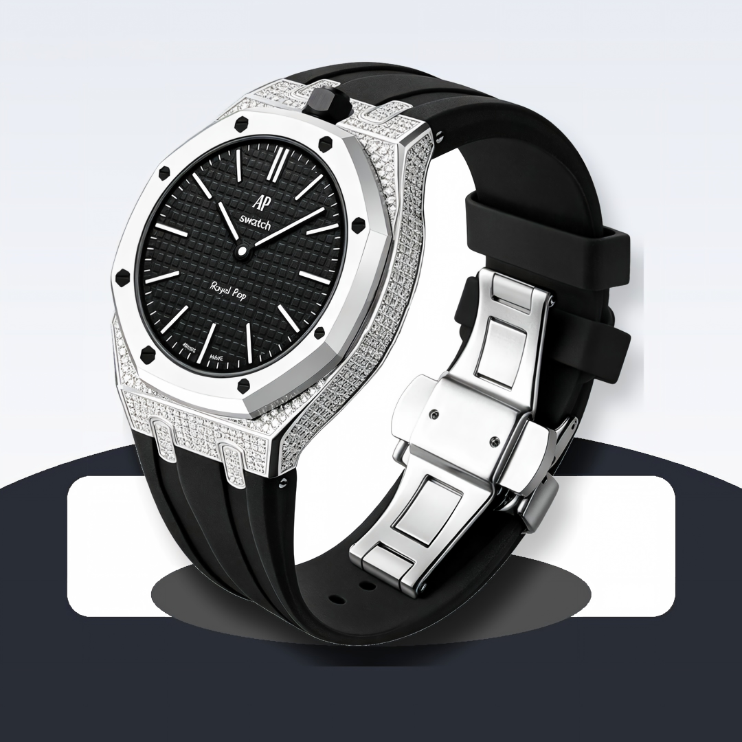 Royal Oak Pop exclusivo con caja de acero, diamantes (moissanita) y correa de silicona