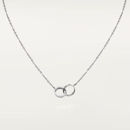 [Love Lucky]LOVE DOUBLE RING HALF DIAMOND NECKLACE
