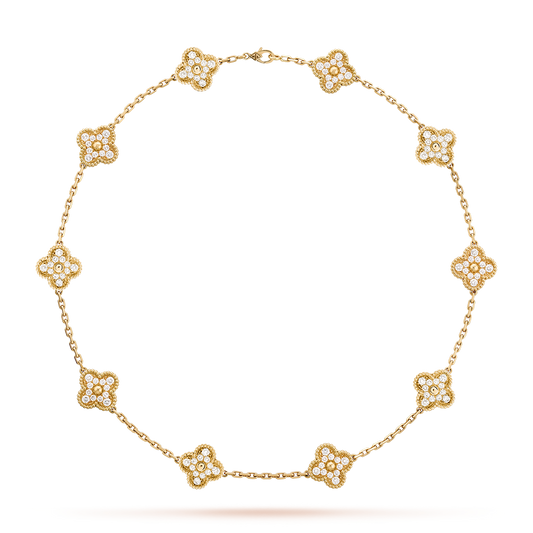 [Love Lucky]CLOVER 10 MOTIFS DIAMOND NECKLACE