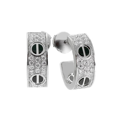 [Love Lucky]LOVE CERAMIC DIAMOND PAVED SILVER EARRINGS