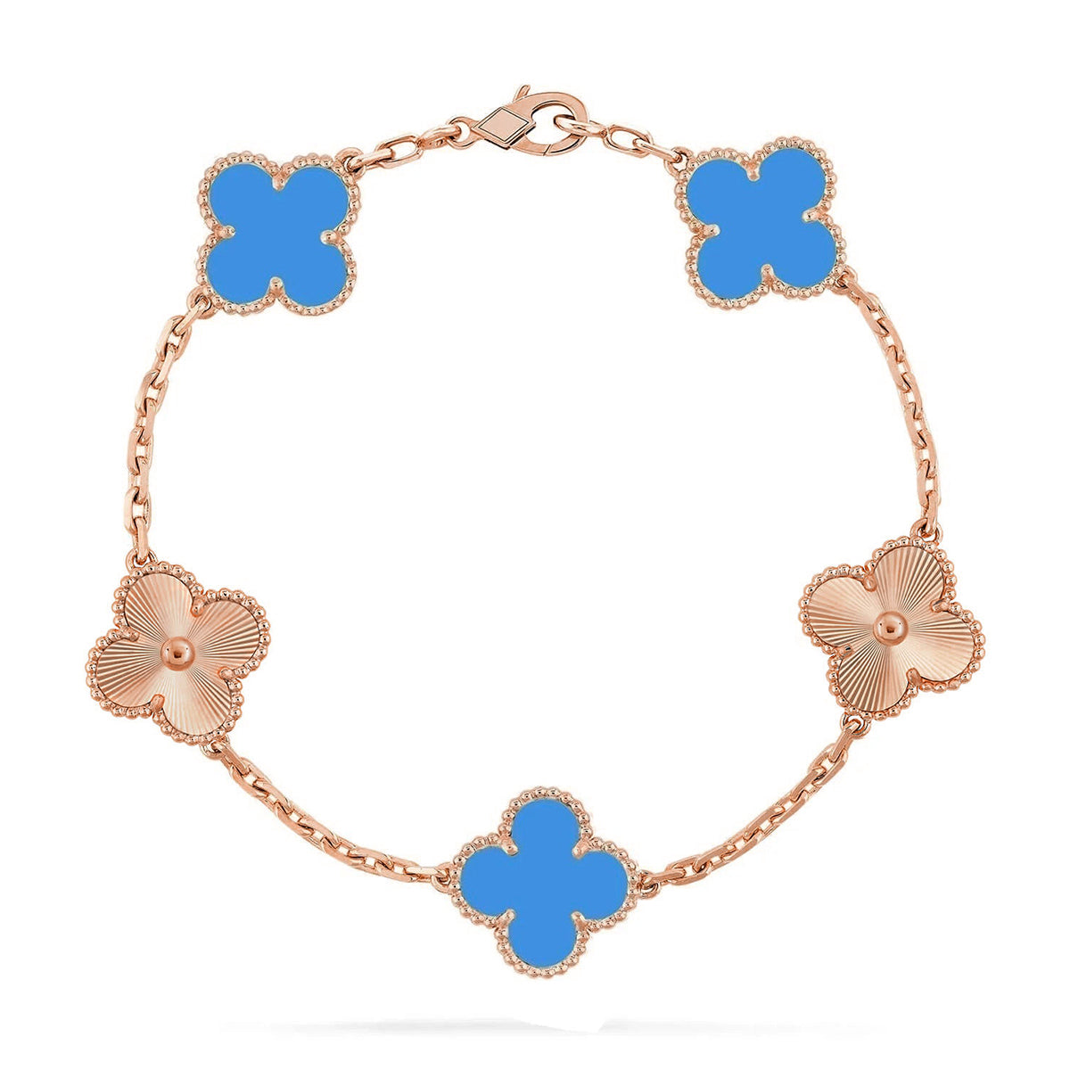 [Love Lucky] CLOVER 5 MOTIF BLUE AGATE BRACELET COLLECTION