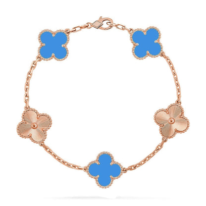 [Love Lucky] CLOVER 5 MOTIF BLUE AGATE BRACELET COLLECTION