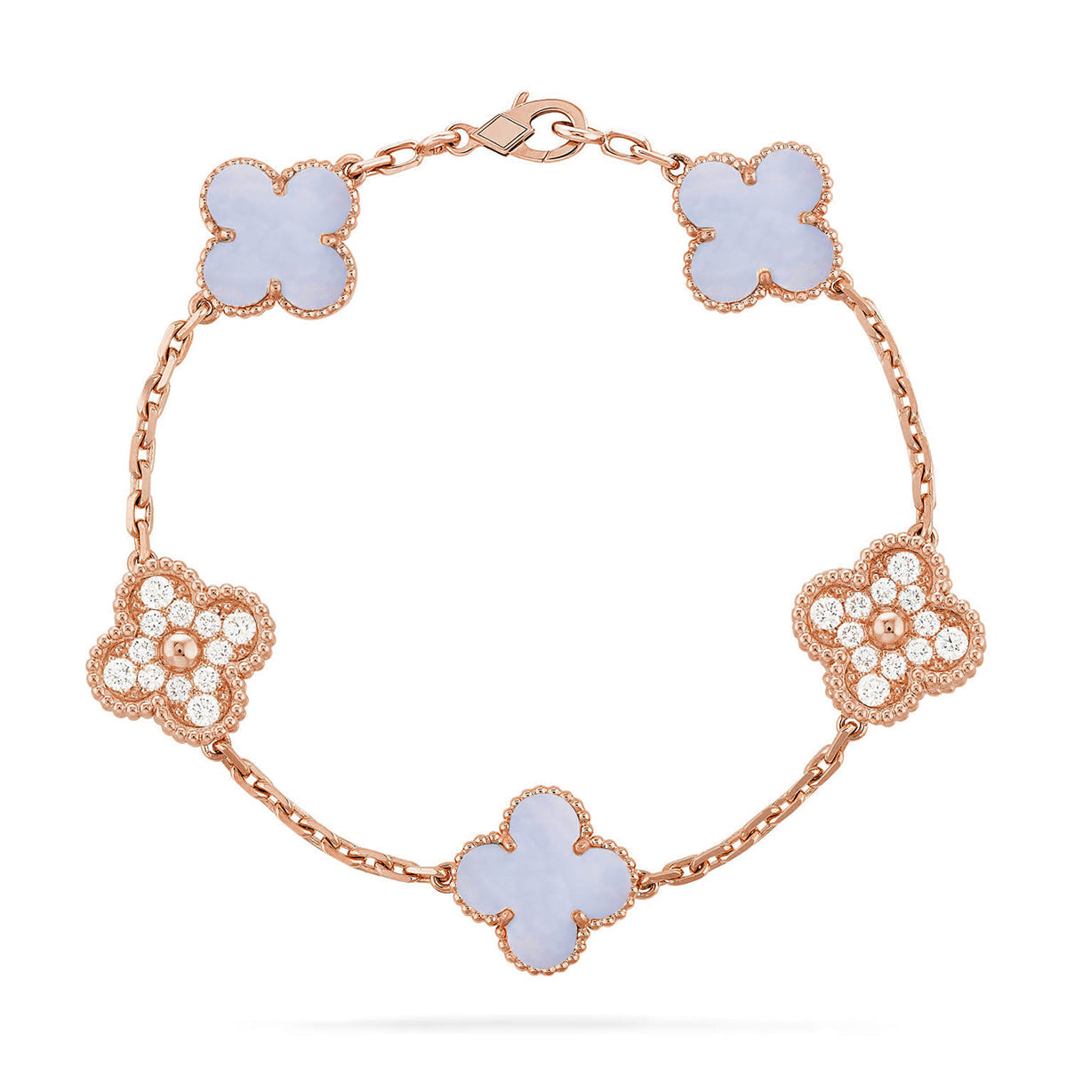 [Love Lucky] CLOVER 5 MOTIF PURPLE CHALCEDONY BRACELET COLLECTION