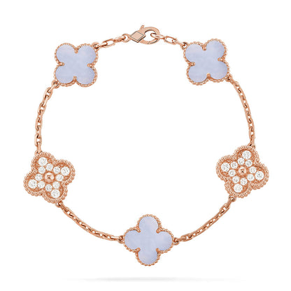 [Love Lucky] CLOVER 5 MOTIF PURPLE CHALCEDONY BRACELET COLLECTION