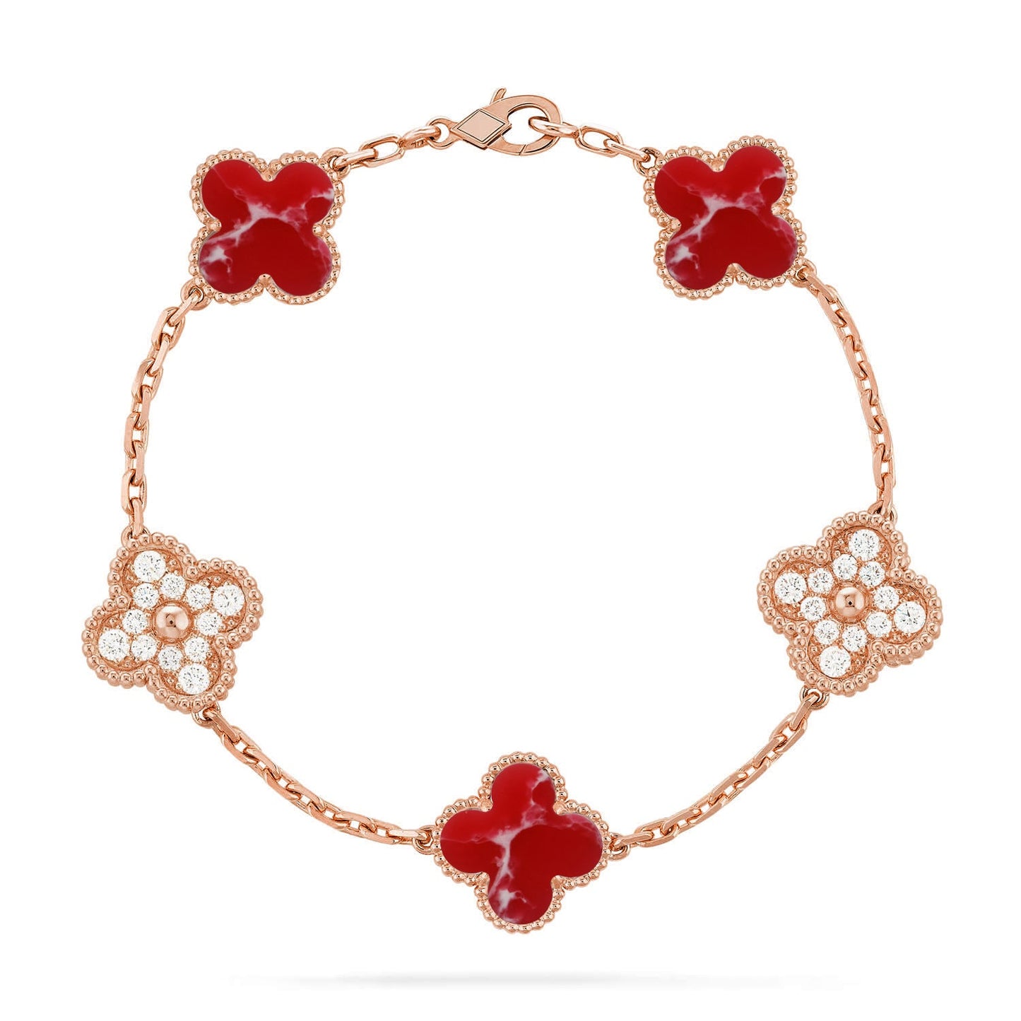 [Love Lucky]CLOVER 5 MOTIF RED PATTERN BRACELET COLLECTION