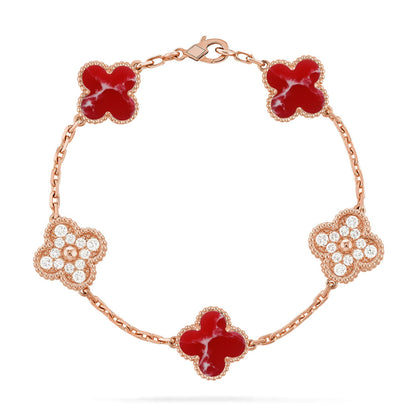 [Love Lucky]CLOVER 5 MOTIF RED PATTERN BRACELET COLLECTION