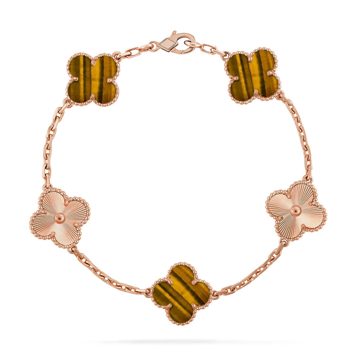 [Love Lucky] CLOVER 5 MOTIFS TIGER EYE BRACELET COLLECTION