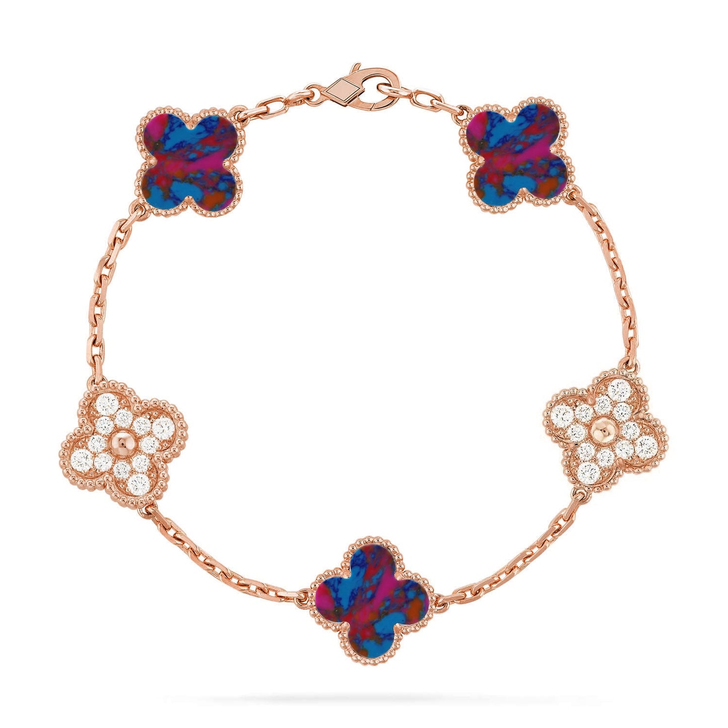 [Love Lucky]CLOVER 5 MOTIF COLOR GEMSTONES BRACELET COLLECTION