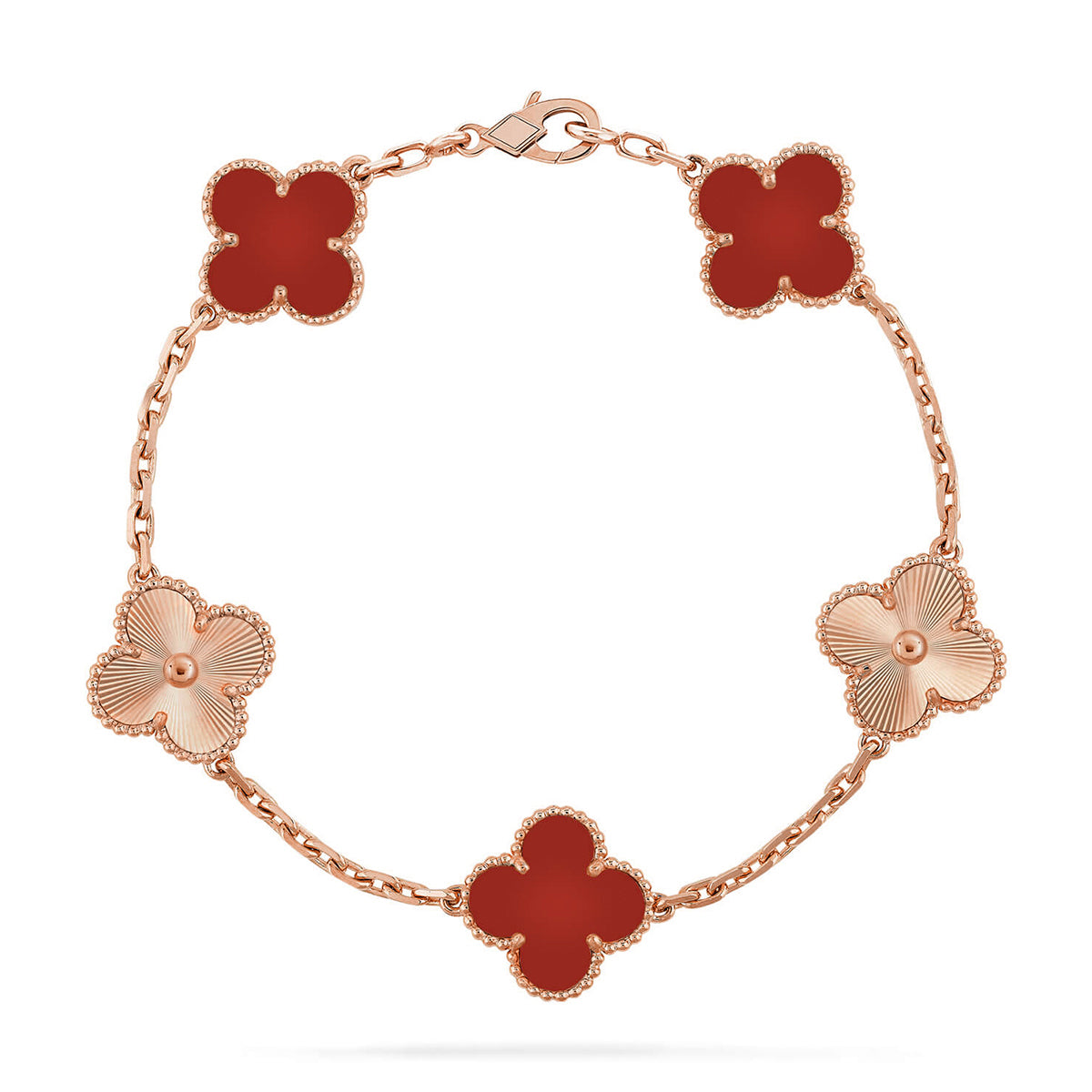 [Love Lucky] CLOVER 5 MOTIF RED CORNELIAN BRACELET COLLECTION