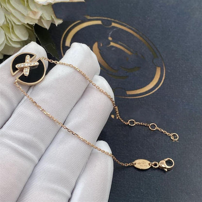 [Love Lucky]JEUX DE ARMBAND ONYX ROSA GOLD DIAMANT