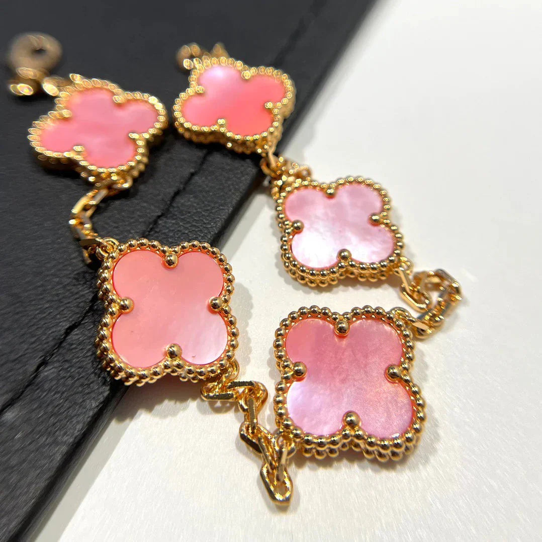 [Love Lucky] CLOVER 5 MOTIFS  PINK MOP BRACELET COLLECTION