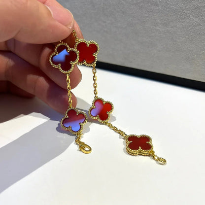 [Love Lucky] CLOVER 5 MOTIF RED CORNELIAN BRACELET COLLECTION