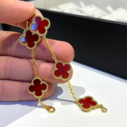 [Love Lucky] CLOVER 5 MOTIF RED CORNELIAN BRACELET COLLECTION